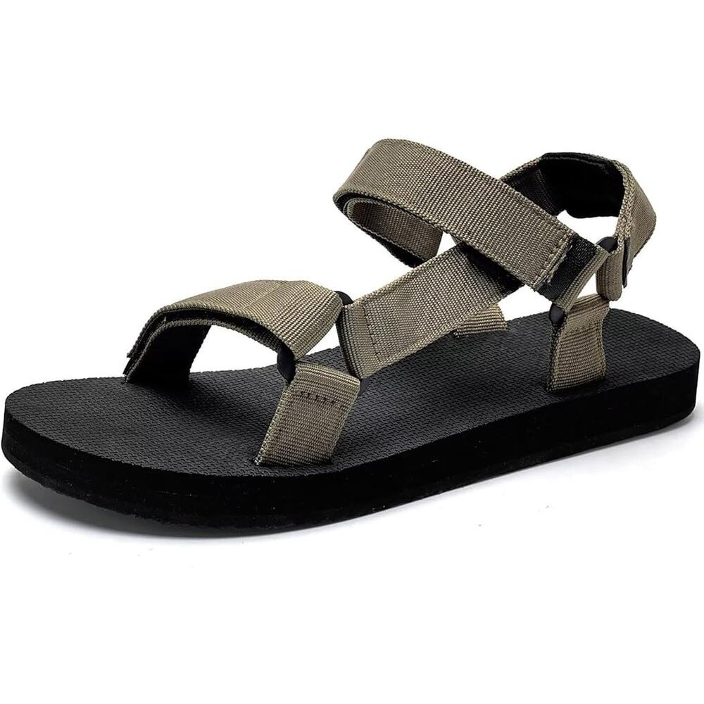 New WateLves Mens Size 10 Army Green Hook Loop Cushioned Open Toe Sandals